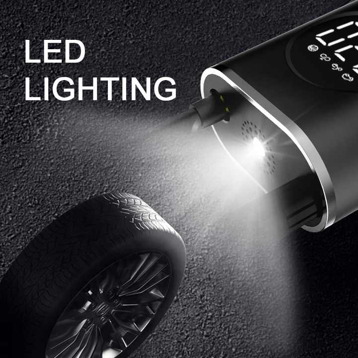 Portable Air Compressor Pump Rechargeable Mini Cordless Tyre Inflator with LED Light Auto-Off for Car Bicycle Motorcycle Balls Inflatables