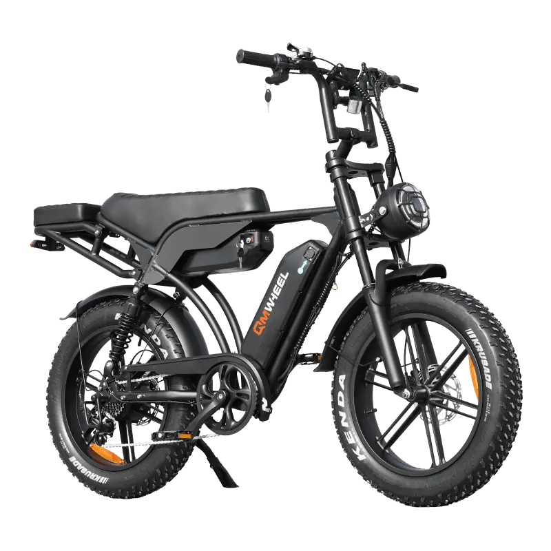 QMWHEEL V29Pro Electric Bike 20" Fat Tire Dual Suspension Commuter E-Bike with Dual Battery